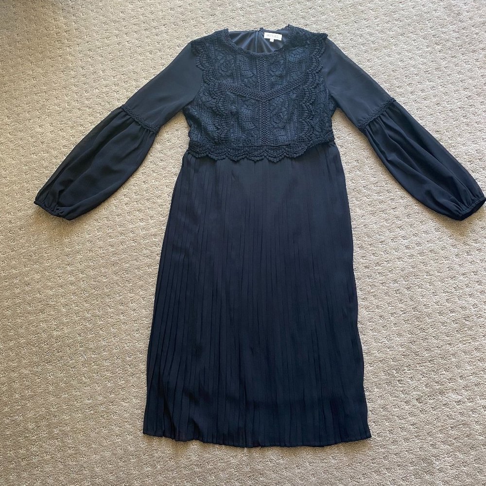 Roolee Black Pleated Maxi Dress